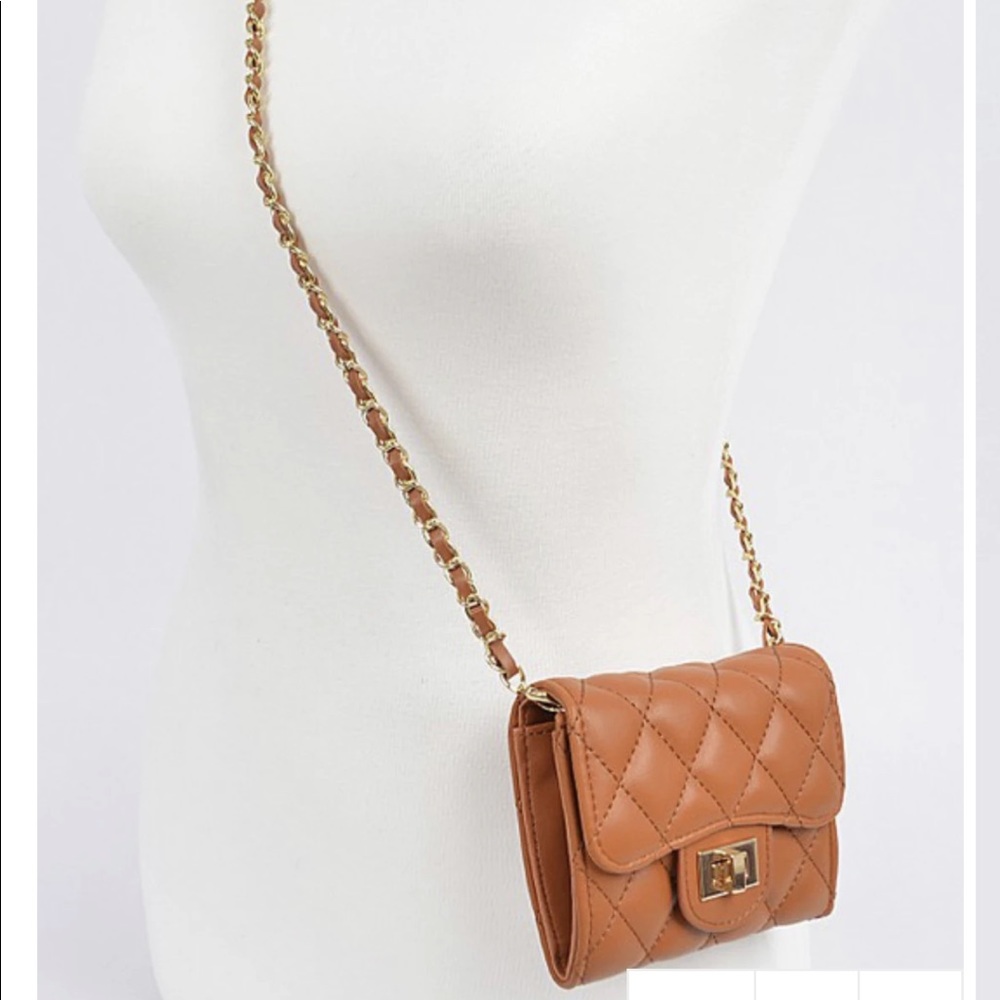 Quilted Faux Leather Crossbody Small Wallet NEW